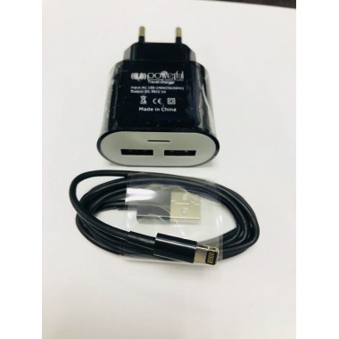 Набор зарядки для iPhone 5/5S/5C/6/6Plus 2,1A (2 выхода) + USB шнур Powerful