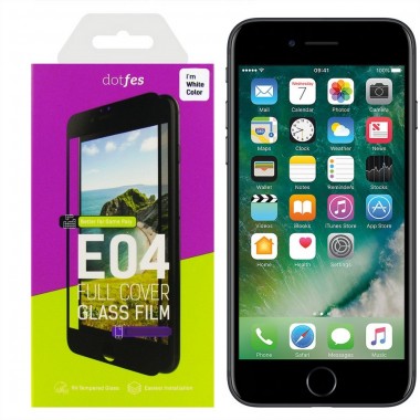 Защитное стекло для iPhone 6/6S черное Full Cover dotfes E04