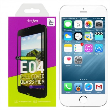 Защитное стекло для iPhone 6/6S белое Full Cover dotfes E04