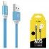 USB кабель для iPhone 5/5S/5C/6/6Plus/6S/7/lightning dotfes A05 голубой (1м)