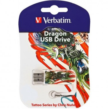 Флешка (флэш) Verbatim USB flash drive 16GB Mini Tattoo Edition Dragon