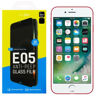 Защитное стекло для iPhone 7/8 черное 3D dotfes E05 (Anti-Peep)
