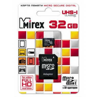 Карта флэш-памяти microSD 32GB Mirex MicroSD UHS-I (Transflash) class 10