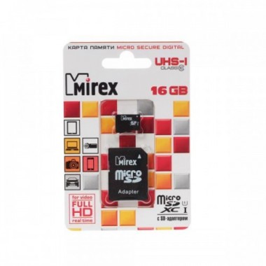 Карта флэш-памяти microSDHC 16GB Mirex MicroSD UHS-I (Transflash) class 10