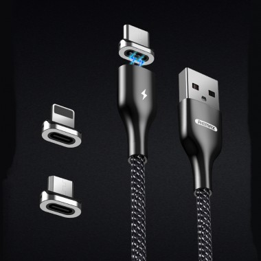 Кабель USB - 8pin/lightning REMAX Magnets RC-158i магнитный черный (1м)