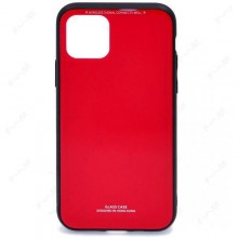 Чехол - накладка для iPhone 11 (6.1") "Glass" стекло + силикон красный