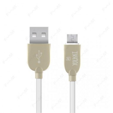 Кабель USB - micro USB YOLKKI Pro 01 белый (1м) /max 2,1A