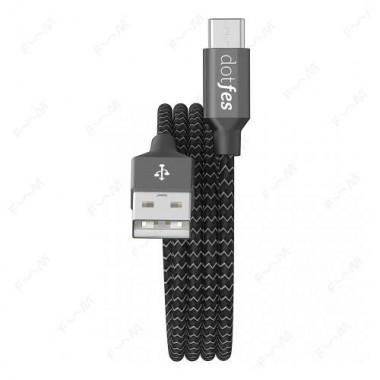 Кабель USB - TYPE-C DOTFES A06T Dual color черный (1м) 