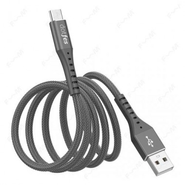 Кабель USB - TYPE-C DOTFES A08T Durable Nylon Braided черный (1м)