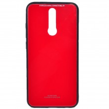 Чехол-накладка для Xiaomi Redmi 8 "Glass" стекло + силикон красный