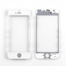 Стекло для iPhone 5S/SE + OCA + рамка белый (олеофобное покрытие) Original Factory