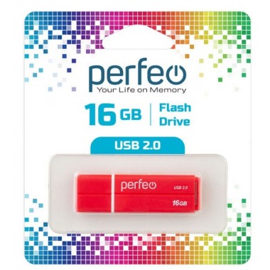 Флэш-накопитель 16GB USB 2.0 PERFEO C01G2 красный (PF-C01G2R016)