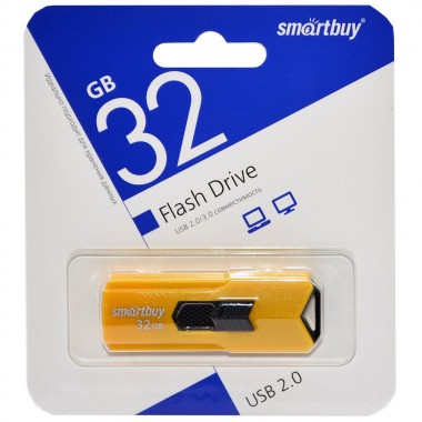 Флеш - накопитель 32GB USB 2.0 Flash Drive SmartBuy Stream желтый (SB32GBST-Y)
