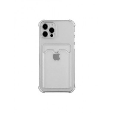 Чехол - накладка для iPhone 12 Pro (6.1) cиликон прозрачный с кардхолдером