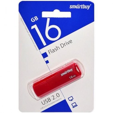 16GB USB 2.0 Flash Drive SmartBuy Clue красный (SB16GBCLU-R)