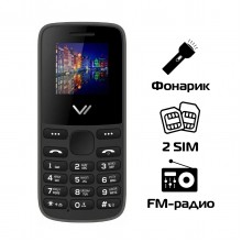 Телефон VERTEX M115, черный (1.77" / 2SIM / MicroSD / 300 мА·ч / Фонарик)